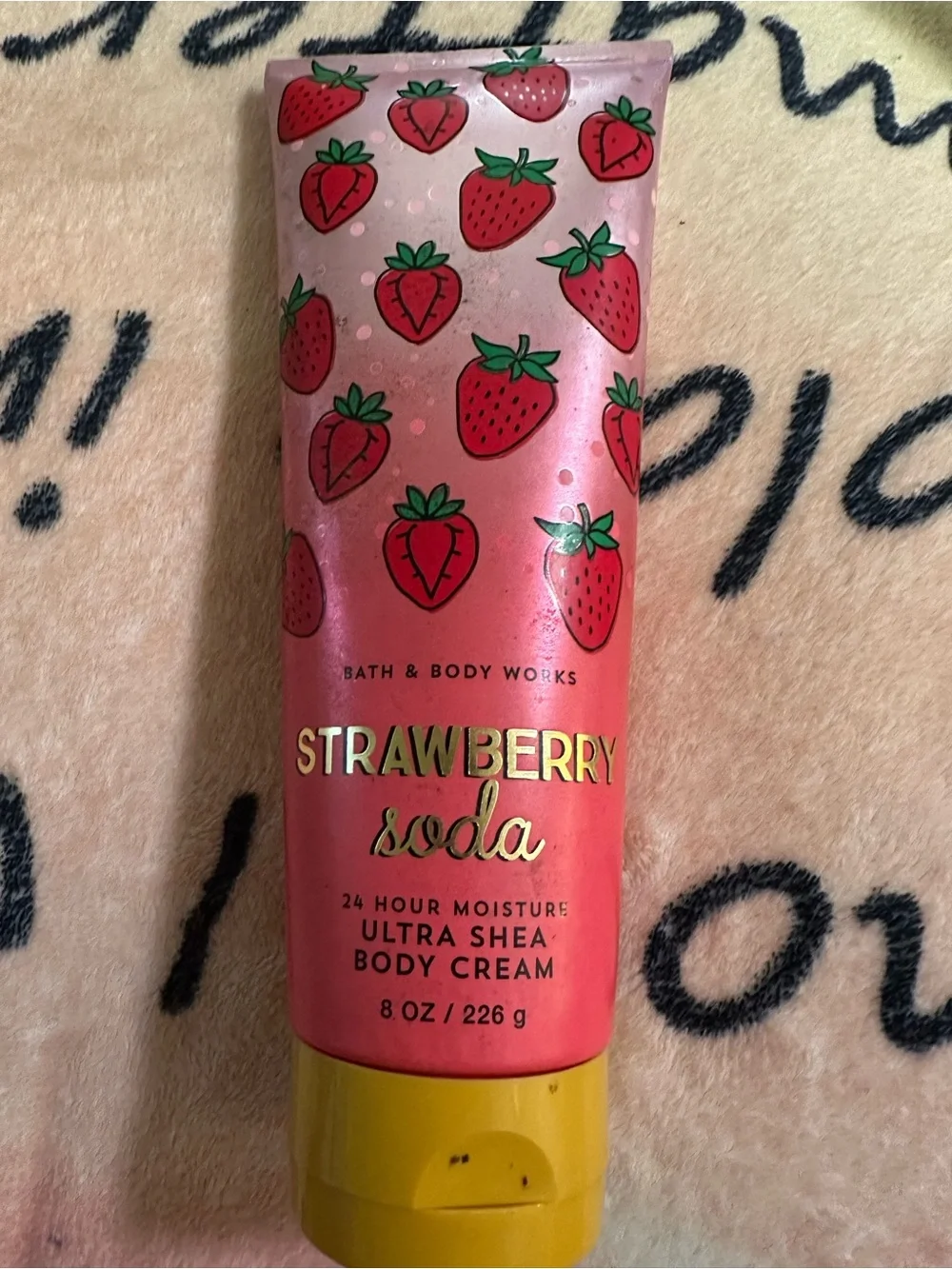 Bath & Body Works Strawberry Soda Ultra Shea Body Cream - Pink & Yellow